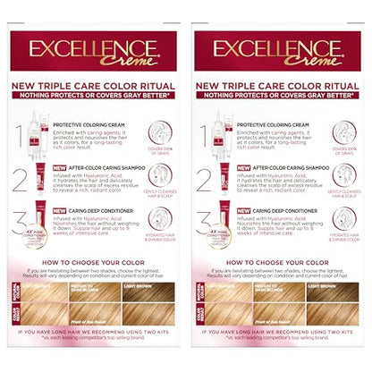 L'Oréal Paris Excellence Crème Permanente Haarfarbe, dreifache Pflegehaarfarbe mit Hyaluronsäure für 100% Grauabdeckung, 4AR Dunkles Schokobraun, 1 Packung (Verpackung kann variieren)