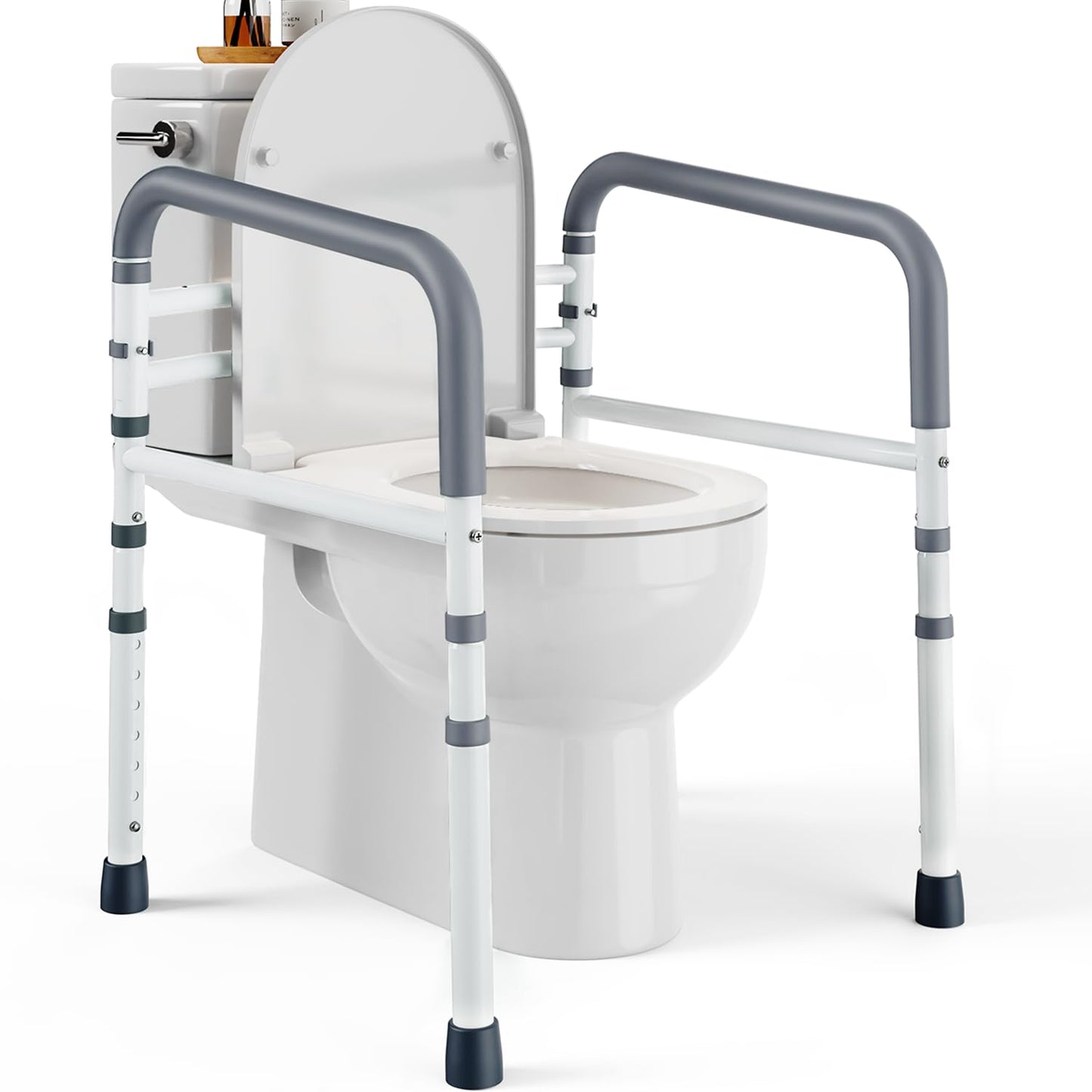 PELEGON Toilet Safety Rails (350 lb) - Adjustable Toilet Safety Frame & Rails, Toilet Safety Rail for Elderly Adults, Toilet Handles for Seniors, Toilet Bars for Elderly & Handicap