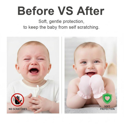 BQUBO Baby Fäustlinge Kratzschutz Handschuhe aus Baumwolle mit elastischem Bündchen Hypoallergen für Neugeborene und Babys von 0-6 Monaten Jungen und Mädchen