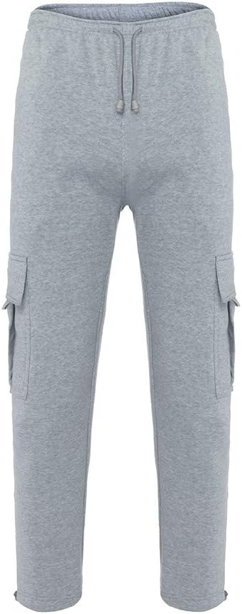 Herren Fleece Cargo Hose Dicke Sweatpants Freizeithose Loose Sports Jogginghose mit Taschen