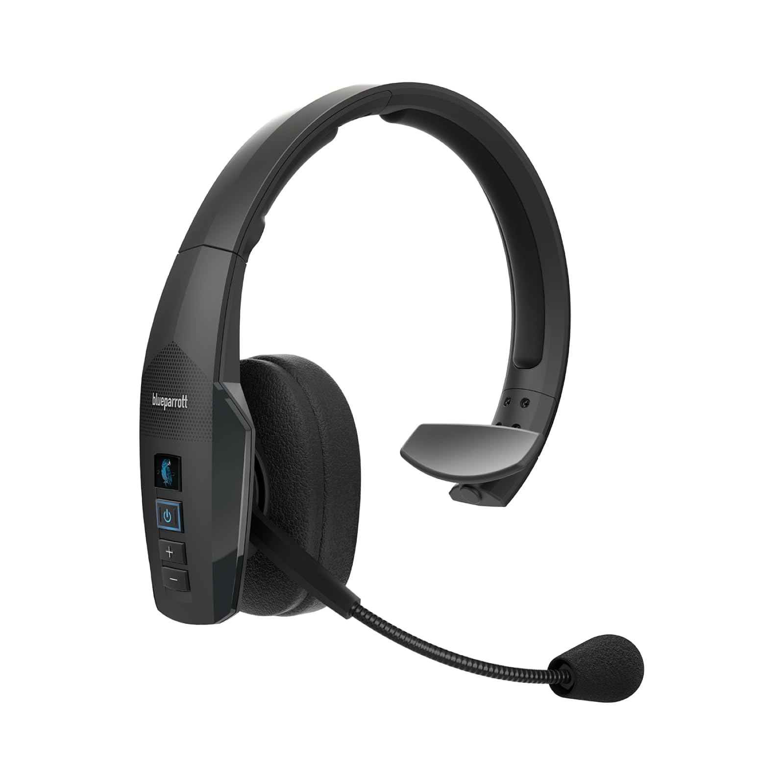 BlueParrott B250-XTS Mono Bluetooth Wireless Headphones 91% Noise Canceling Over Head Trucker Headset with Mic, Lightweight Design with Adjustable Headband, 20 hrs. Talk Time, Blue