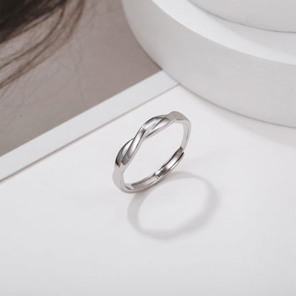 OOOPEL Sterlingsilber Verstellbarer Ring S925 Silberringe für Frauen Zirkonia Twist Liebesknoten Zarter Ring Silber Minimalistischer Offener Fingerring Silber Daumen Sterlingsilberring