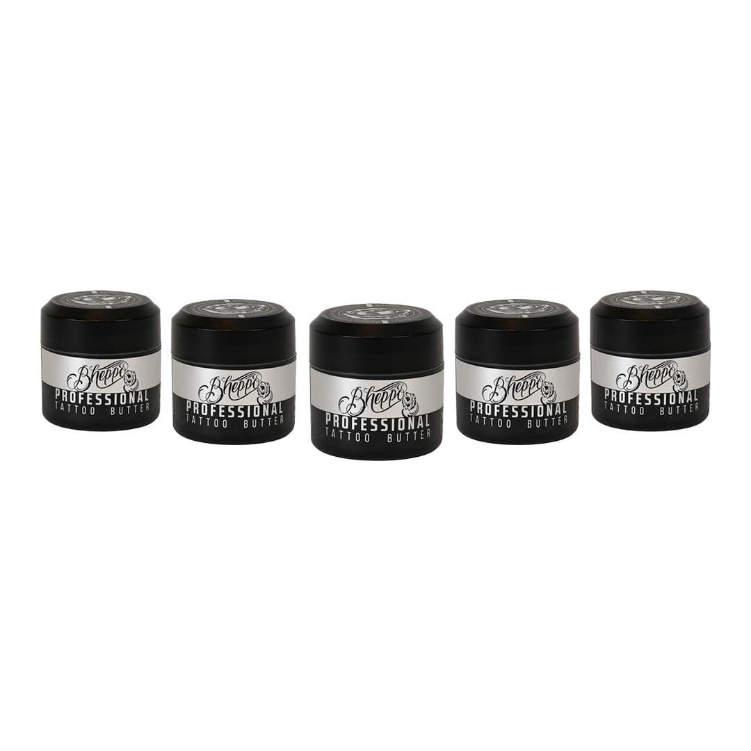 Tattoo Butter 5-Pack – Tattoo Aftercare Balm, Hydrating Skin Repair & Color Enhancement Cream with Shea Butter, 1.7oz