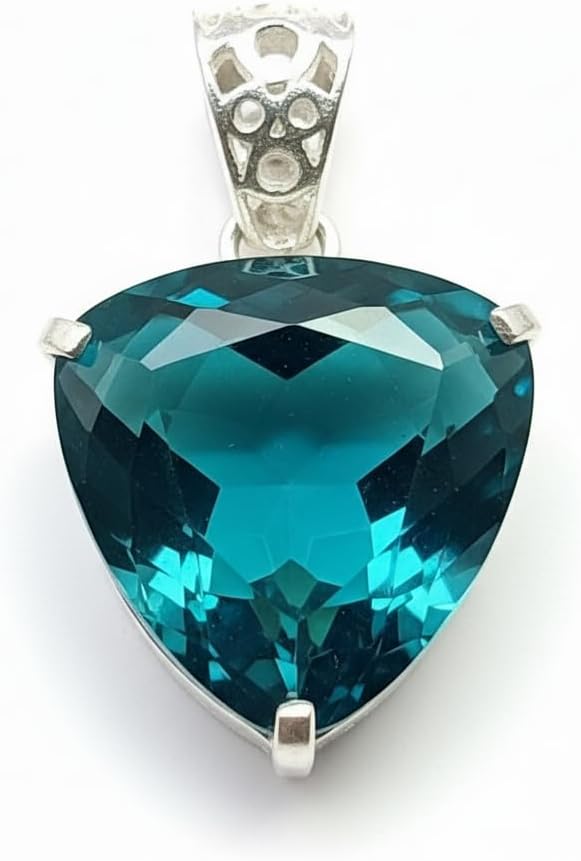 55.50 Ct London Blue Topaz Pendant in 925 Sterling Silver – Trillion Cut Gemstone Necklace for Women – Handcrafted Elegant Blue Topaz Jewelry Gift for Anniversary, Birthday & Special Occasions