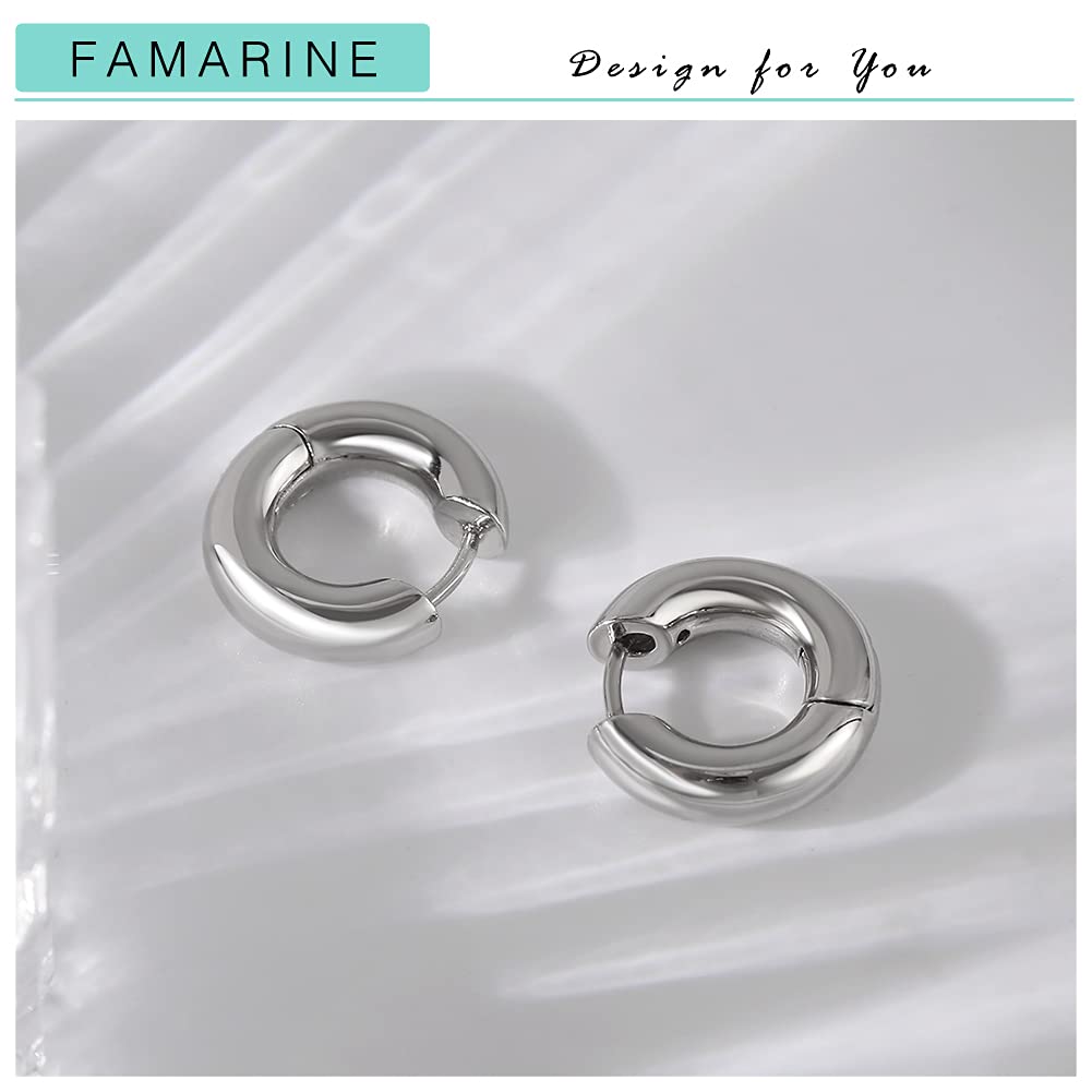 FAMARINE Gold Chunky Creolen für Damen, 0,8 Zoll Gold Creolen Huggie Ohrringe für Herren