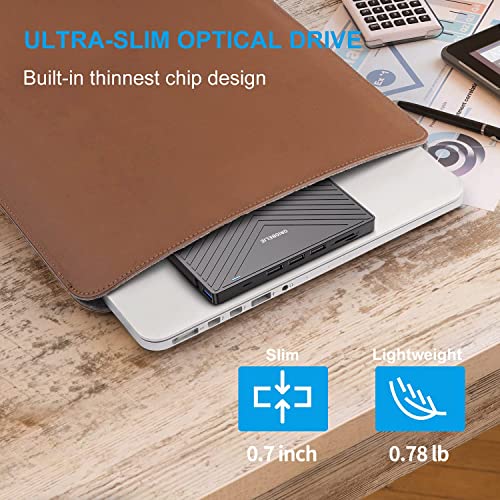 ORIGBELIE externes DVD-Laufwerk, CD-Laufwerk USB 3.0 Typ-C CD/DVD ROM +/-RW Adapter mit USB-Anschluss DVD-Brenner für Laptop, PC, Desktop-Computer, optisches Laufwerk CD-Player kompatibel mit Mac Windows Linux