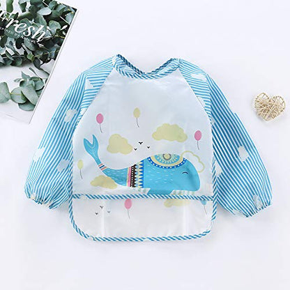 PandaEar 3er Pack Langarm-Lätzchen | Wasserdichtes Lätzchen mit langen Ärmeln für Babys, Säuglinge, Kleinkinder von 6–36 Monaten (Tier)