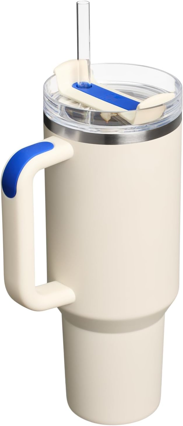 Vaso Stanley Quencher H2.0 con asa y pajita de 40 oz | Tapa Flowstate de 3 posiciones | Compatible con portavasos para viajes | Vaso térmico de acero inoxidable | Sin BPA | Arándano