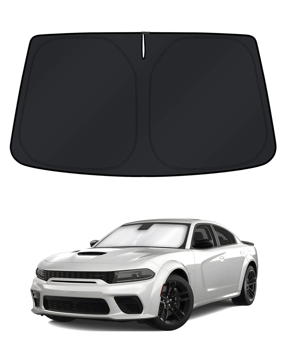 KUST Windshield Sun Shade for 2017-2026 Tesla Model Y/Model 3 Sunshade Accessories (Fit 2025-2026 Model Y Juniper / 2024 Model 3 Highland) Upgraded Foldable Sunshade, Blocks UV Rays Keep Car Cool