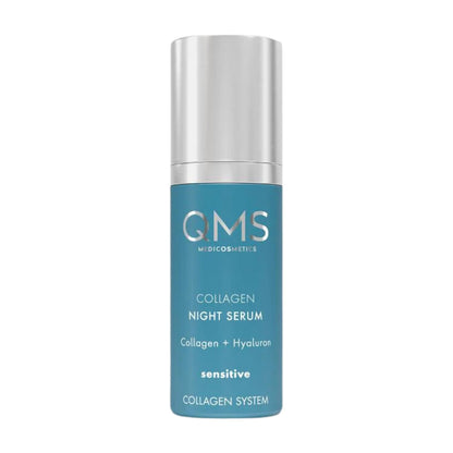 QMS Medicosmetics Collagen Night Serum for Sensitive Skin – Anti-Aging Skin Care Instantly Reduces Fine Lines + Minimizes the Appearance of Wrinkles with a Collagen/Hyaluronic Acid Complex – 1.01 oz