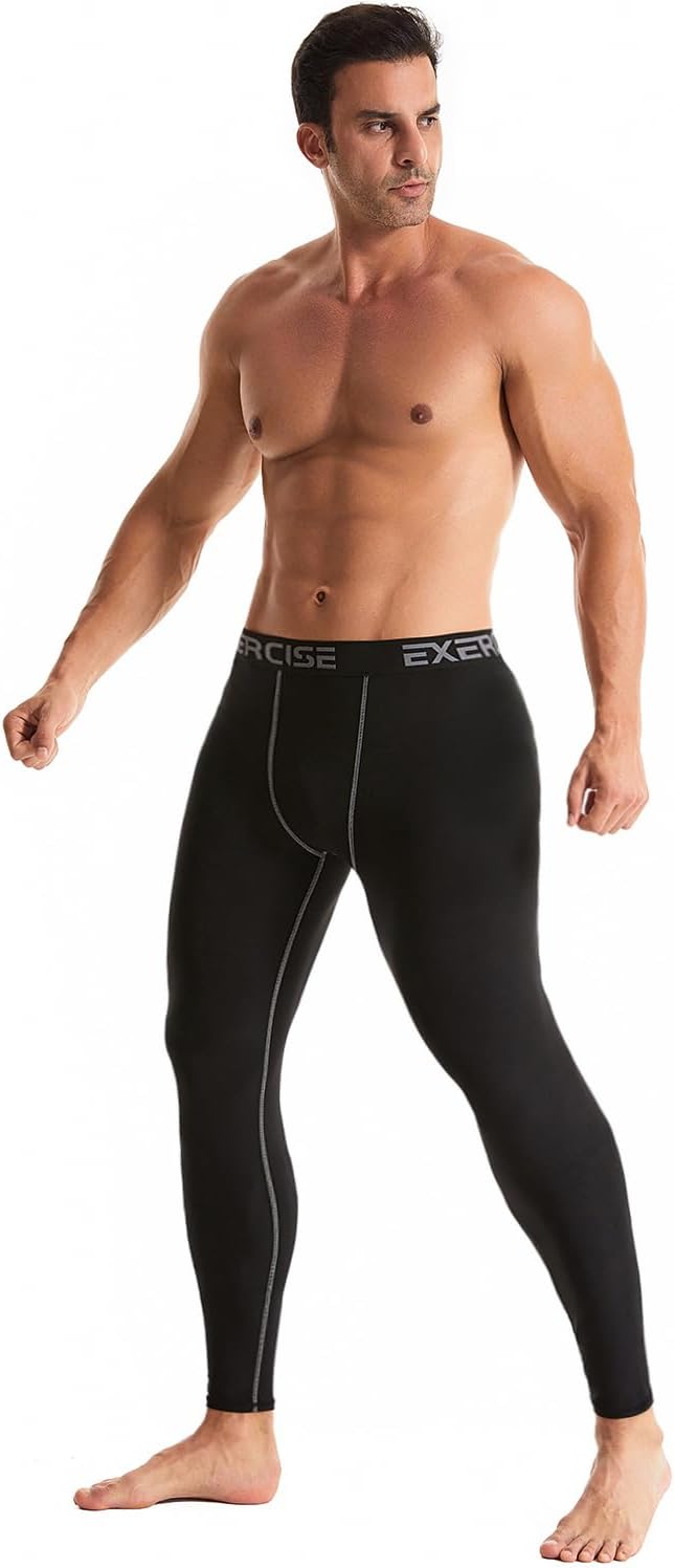 4er-Pack Kompressionshosen für Herren, Leggings, Lauf-Tights, Thermounterwäsche für Basketball und Sport