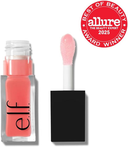 e.l.f. Glow Reviver Lip Oil, Pflegendes getöntes Lippenöl für ein hochglänzendes Finish, angereichert mit Jojobaöl, vegan & tierversuchsfrei, Rose Envy