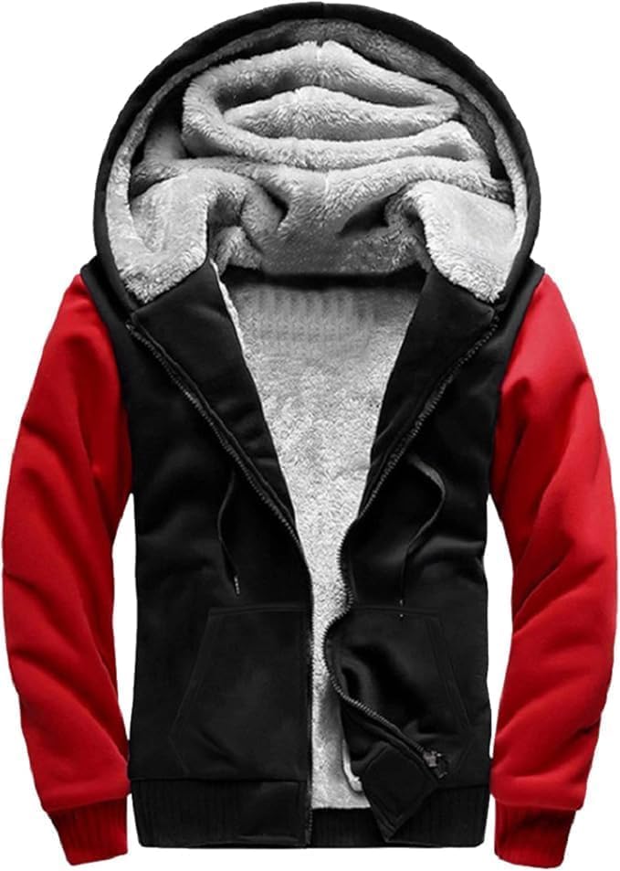 Herren-Hoodie, schweres Fleece-Futter, verdickt, warm, mit Kängurutasche für Outdoor und Freizeit