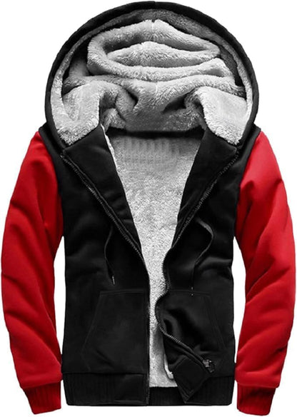 Herren-Hoodie, schweres Fleece-Futter, verdickt, warm, mit Kängurutasche für Outdoor und Freizeit