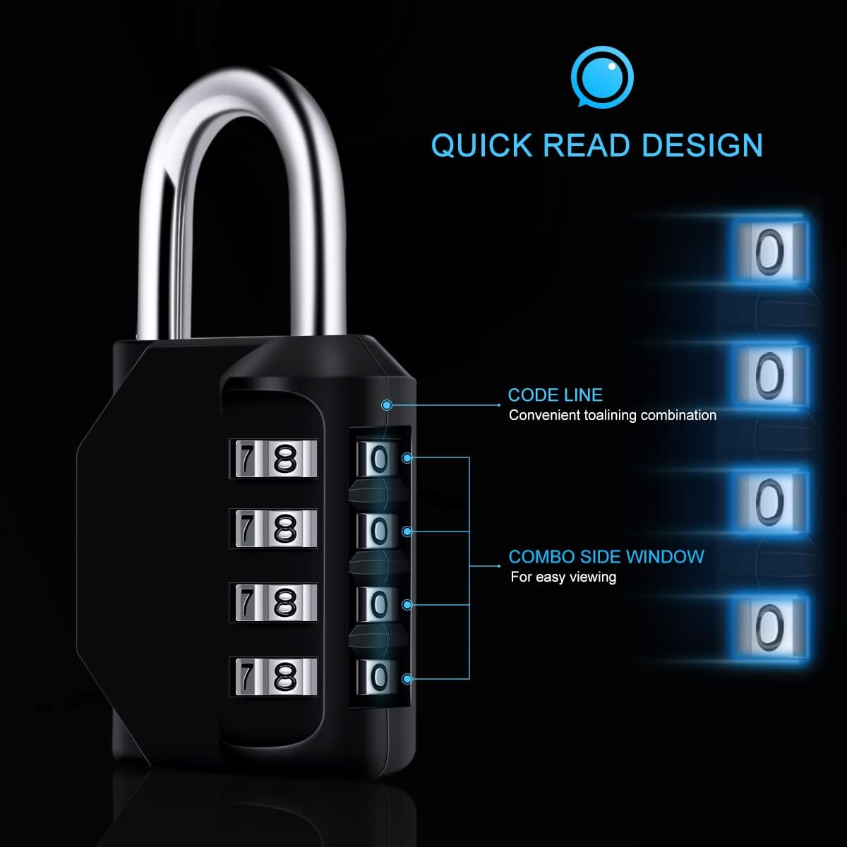 Combination Padlock, Diyife 4 Digit Locker Lock Weatherproof Lock Outdoor Combination Lock for School Gym Locker,Toolbox, Fence, Hasp, Cabinet(Black)