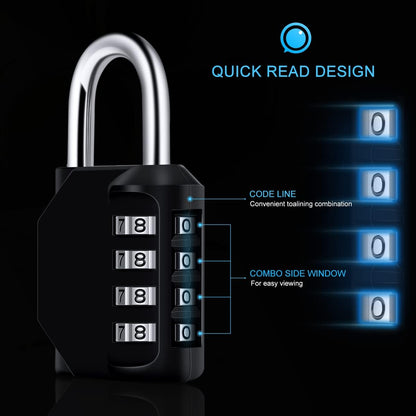 Combination Padlock, Diyife 4 Digit Locker Lock Weatherproof Lock Outdoor Combination Lock for School Gym Locker,Toolbox, Fence, Hasp, Cabinet(Black)