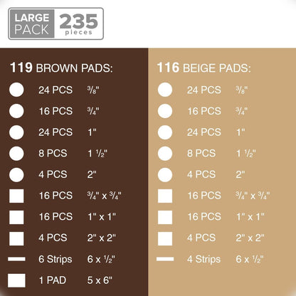 Felt Pads X-PROTECTOR - Giant 235 Pack Premium Furniture Pads. Huge Quantity Felt Furniture Pads Wood Floor Protectors for Furniture Feet – Best Hardwood Floor Protectors. Protect Your Wood Floors!