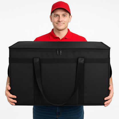 Bodaon Isolierte Essensliefertasche - Warm- & Kalthaltetransporttasche, Catering/Doordash Pizzawärmer, Einkaufstasche, Kühltasche für Partys (Schwarz-Rot, 1 St.), Ideal für den Transport warmer Speisen