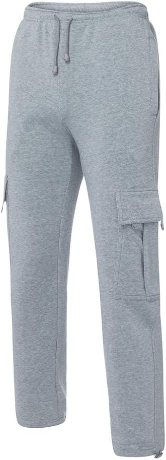 Herren Fleece Cargo Hose Dicke Sweatpants Freizeithose Loose Sports Jogginghose mit Taschen