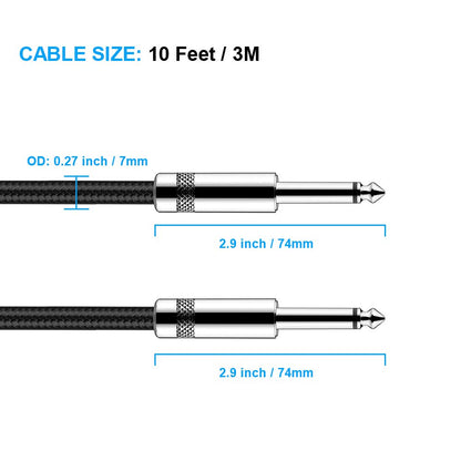Gitarrenkabel 3m New bee E-Instrumentenkabel Bassverstärkerkabel für E-Gitarre, Bassgitarre, E-Mandoline, Pro Audio (Winkelstecker auf Gerader Stecker, Schwarz)