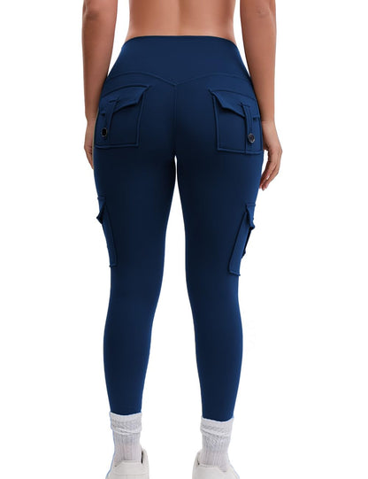 AEEZO Damen-Fleece-Cargo-Leggings mit Taschen, Thermohose, Po-Lifting, verdeckte Scrunch, für kaltes Wetter, Yogahose