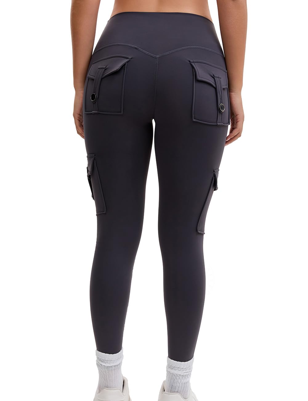 AEEZO Damen-Fleece-Cargo-Leggings mit Taschen, Thermohose, Po-Lifting, verdeckte Scrunch, für kaltes Wetter, Yogahose