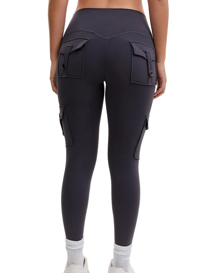 AEEZO Damen-Fleece-Cargo-Leggings mit Taschen, Thermohose, Po-Lifting, verdeckte Scrunch, für kaltes Wetter, Yogahose