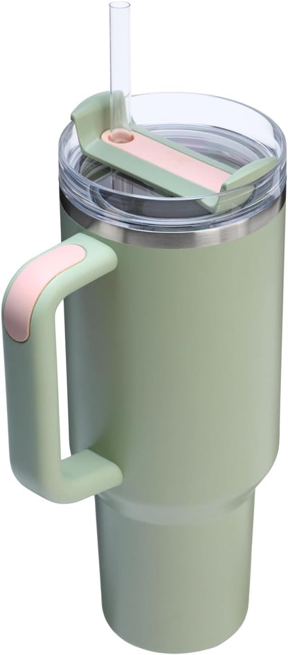 Vaso Stanley Quencher H2.0 con asa y pajita de 40 oz | Tapa Flowstate de 3 posiciones | Compatible con portavasos para viajes | Vaso térmico de acero inoxidable | Sin BPA | Arándano