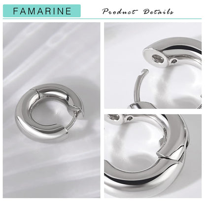 FAMARINE Gold Chunky Creolen für Damen, 0,8 Zoll Gold Creolen Huggie Ohrringe für Herren