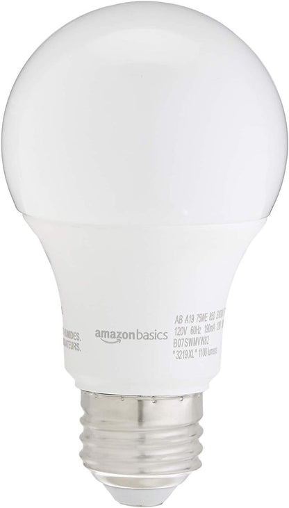Amazon Basics Soft White LED Light Bulb, A19, 40 Watt Equivalent, Energy Efficient 6W, E26 Standard Base, 2700K, Non-Dimmable, 10,000 Hour Lifetime, 6-Pack