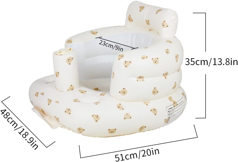 Aufblasbarer Babysitz, aufblasbarer Babystuhl für Babys ab 3 Monaten, aufblasbarer Sommerstuhl mit integrierter Luftpumpe, Baby-Bodensitz zum Sitzenlernen, Spielen, Campen, Orange