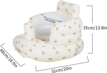 Aufblasbarer Babysitz, aufblasbarer Babystuhl für Babys ab 3 Monaten, aufblasbarer Sommerstuhl mit integrierter Luftpumpe, Baby-Bodensitz zum Sitzenlernen, Spielen, Campen, Orange