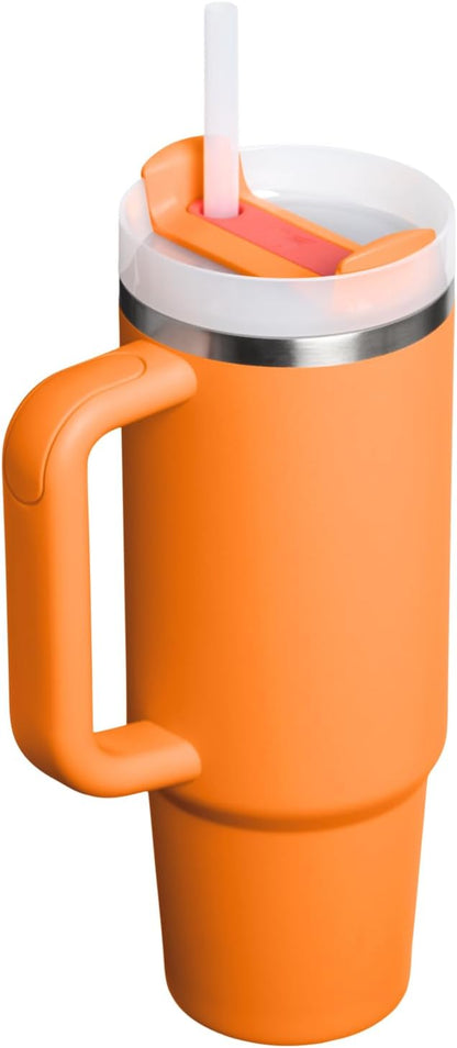 Vaso Stanley Quencher H2.0 con asa y pajita de 40 oz | Tapa Flowstate de 3 posiciones | Compatible con portavasos para viajes | Vaso térmico de acero inoxidable | Sin BPA | Arándano