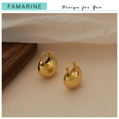 FAMARINE Gold Chunky Creolen für Damen, 0,8 Zoll Gold Creolen Huggie Ohrringe für Herren