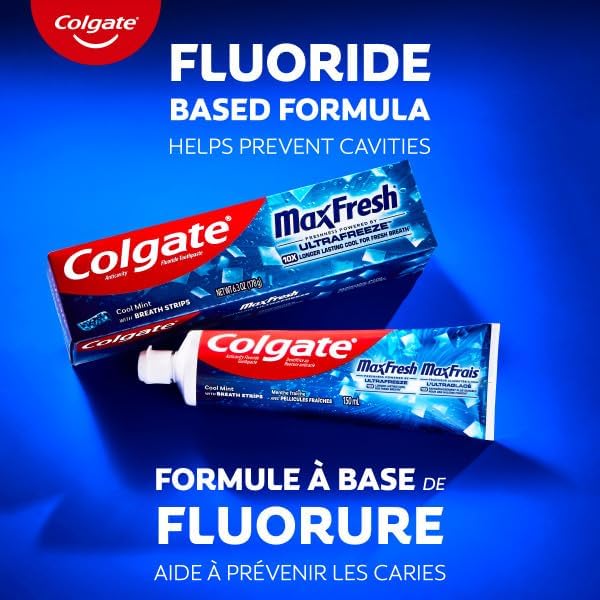Colgate MaxFresh Cool Mint Gel Zahnpasta – Fluorid-Aufhellungsformel mit Zahnschmelzschutz für ein frisches, sauberes Lächeln – Zahnpasta für die tägliche Mundpflege 150ml, 3er-Pack