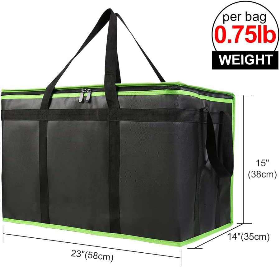 Bodaon Isolierte Essensliefertasche - Warm- & Kalthaltetransporttasche, Catering/Doordash Pizzawärmer, Einkaufstasche, Kühltasche für Partys (Schwarz-Rot, 1 St.), Ideal für den Transport warmer Speisen