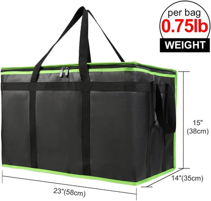 Bodaon Isolierte Essensliefertasche - Warm- & Kalthaltetransporttasche, Catering/Doordash Pizzawärmer, Einkaufstasche, Kühltasche für Partys (Schwarz-Rot, 1 St.), Ideal für den Transport warmer Speisen