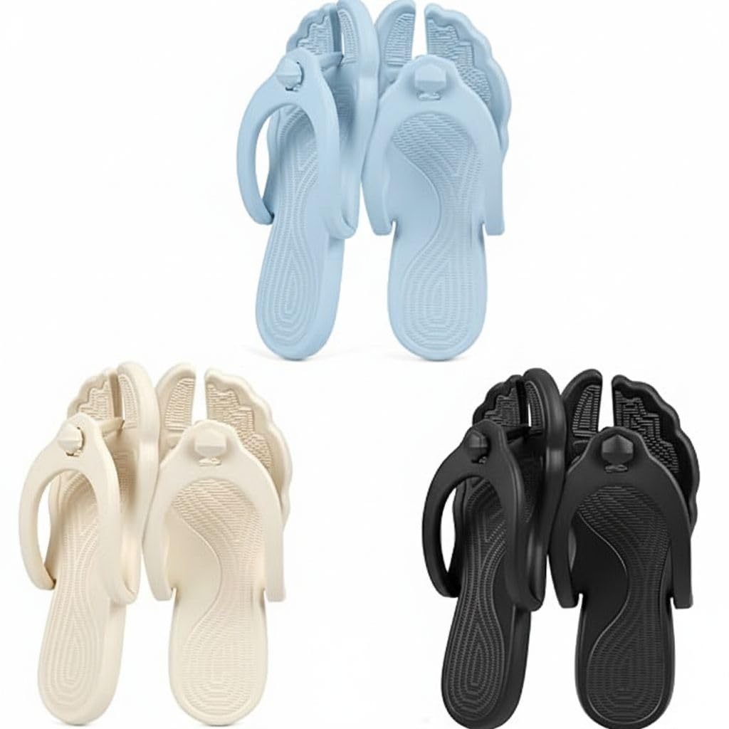 Rosoz Flip Flops for Women Men Foldable Travel Slippers Lightweight Shower Shoes Non-Slip Quick-Dry Bathroom Camp Beach Sandals