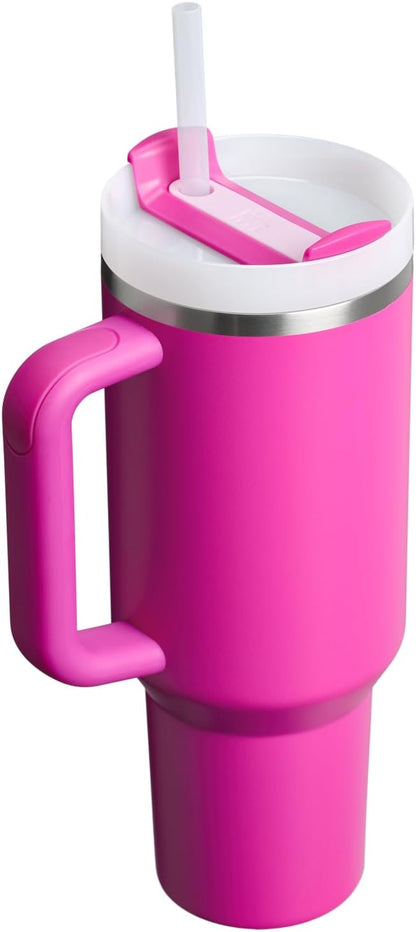 Vaso Stanley Quencher H2.0 con asa y pajita de 40 oz | Tapa Flowstate de 3 posiciones | Compatible con portavasos para viajes | Vaso térmico de acero inoxidable | Sin BPA | Arándano