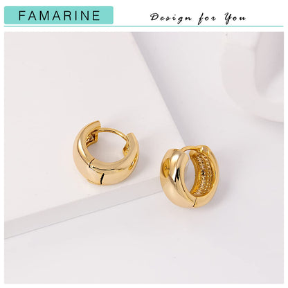 FAMARINE Gold Chunky Creolen für Damen, 0,8 Zoll Gold Creolen Huggie Ohrringe für Herren