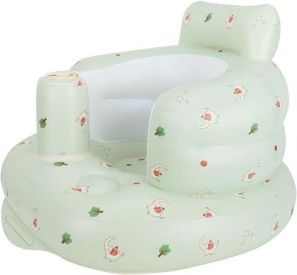 Aufblasbarer Babysitz, aufblasbarer Babystuhl für Babys ab 3 Monaten, aufblasbarer Sommerstuhl mit integrierter Luftpumpe, Baby-Bodensitz zum Sitzenlernen, Spielen, Campen, Orange