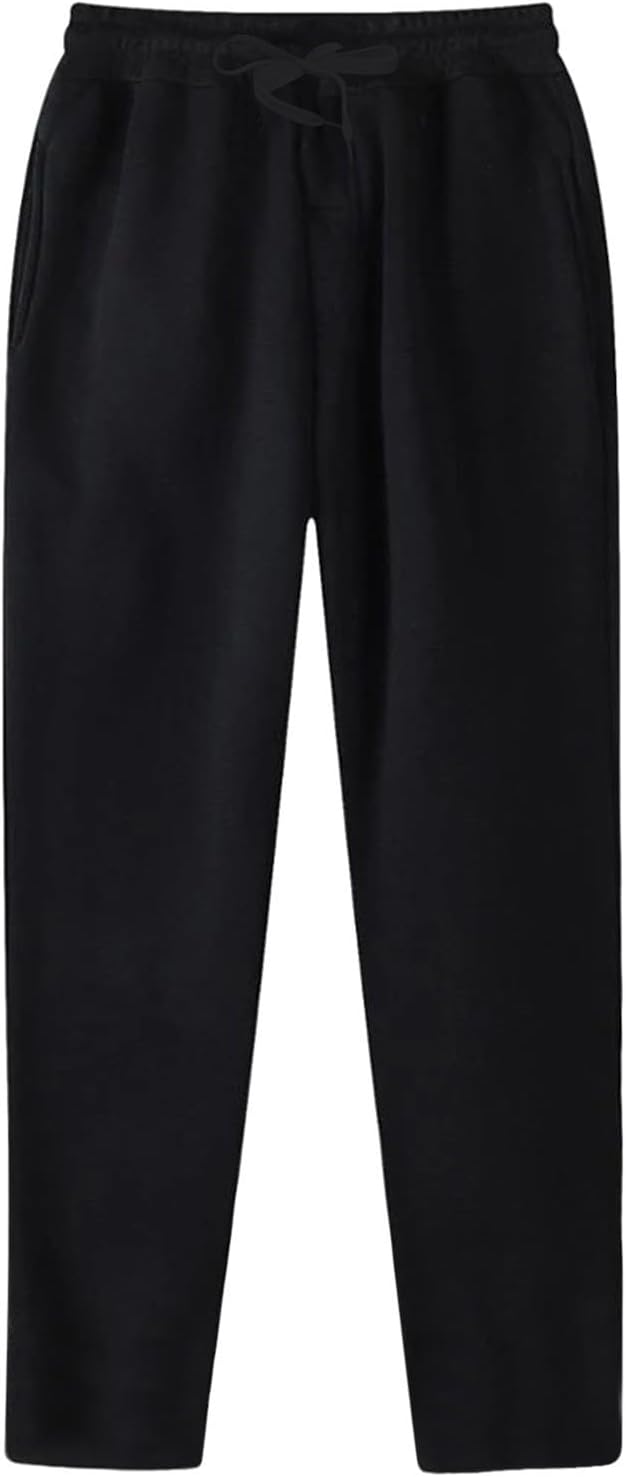 Baggy Jogginghose Herren Weites Bein Lässig Fleece Jogger Lounge Gym Athletische Sweathose mit Kordelzug und Taschen