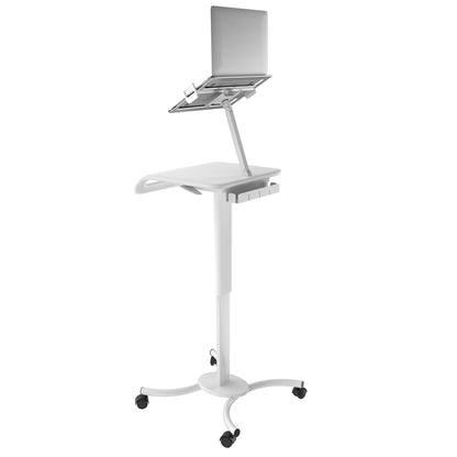 Rolling Medical Workstation – CTA Height Adjustable Mobile Secure Medical Workstation Cart for iPad 10th Gen 10.9" - 7/8/9 Gen 10.2”- Pro 11” - Air 4 - Galaxy Tab S3 - White (QPAD-HRSW)