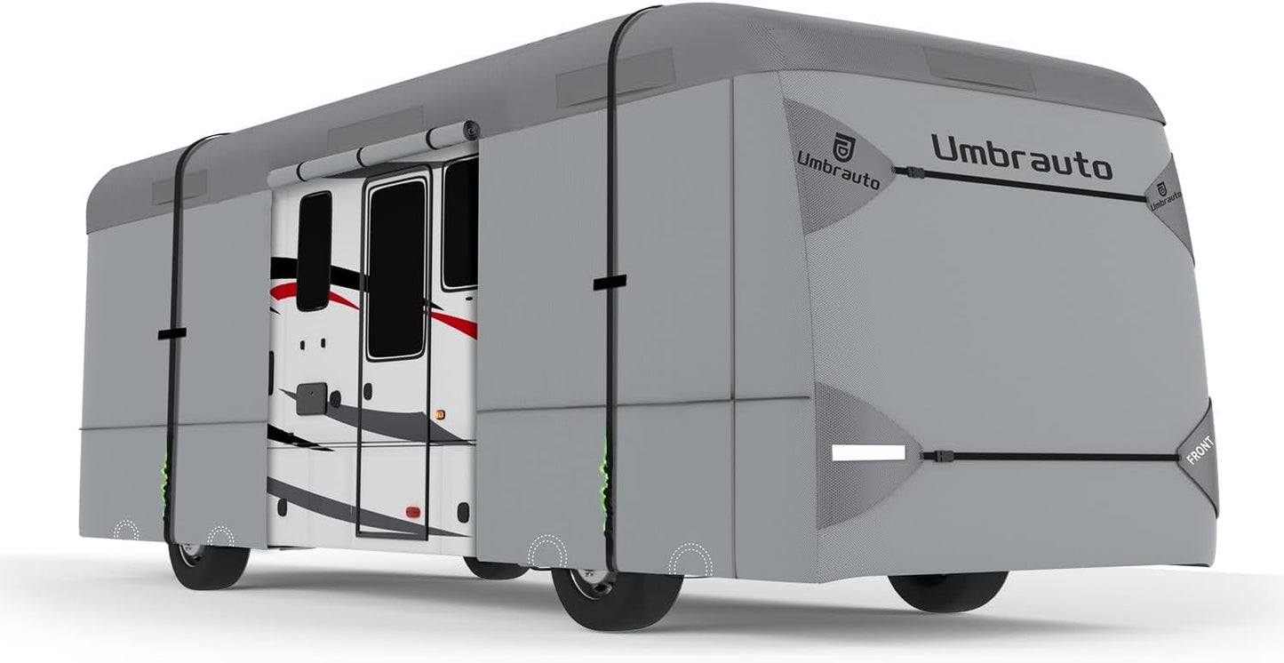 Umbrauto Class C RV Cover Fits 29-32’, Class C Motorhome Camper Cover, Heavy Duty 7 Layers Top Windproof Breathable RV Cover with 3Pcs Extra Straps, Adhesive Repair Patches, 6 Gutter Covers