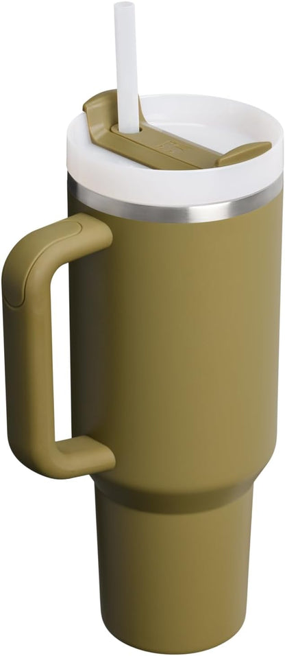Vaso Stanley Quencher H2.0 con asa y pajita de 40 oz | Tapa Flowstate de 3 posiciones | Compatible con portavasos para viajes | Vaso térmico de acero inoxidable | Sin BPA | Arándano