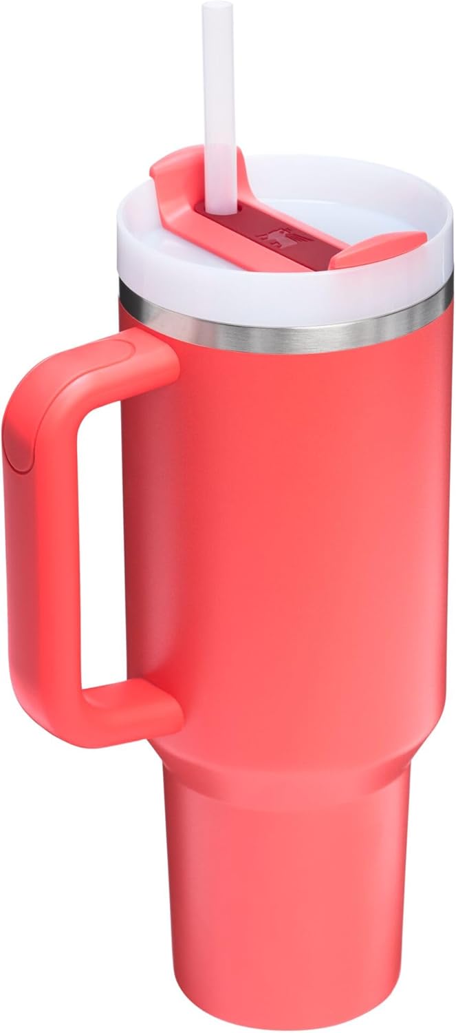 Vaso Stanley Quencher H2.0 con asa y pajita de 40 oz | Tapa Flowstate de 3 posiciones | Compatible con portavasos para viajes | Vaso térmico de acero inoxidable | Sin BPA | Arándano