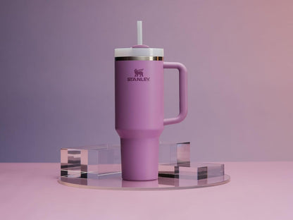 Vaso Stanley Quencher H2.0 con asa y pajita de 40 oz | Tapa Flowstate de 3 posiciones | Compatible con portavasos para viajes | Vaso térmico de acero inoxidable | Sin BPA | Arándano