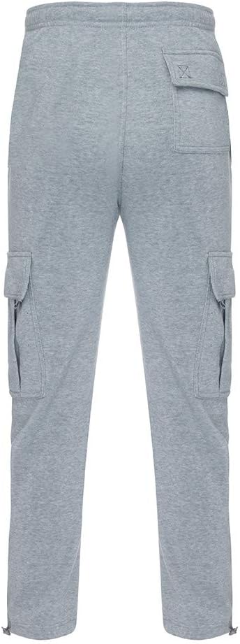 Herren Fleece Cargo Hose Dicke Sweatpants Freizeithose Loose Sports Jogginghose mit Taschen