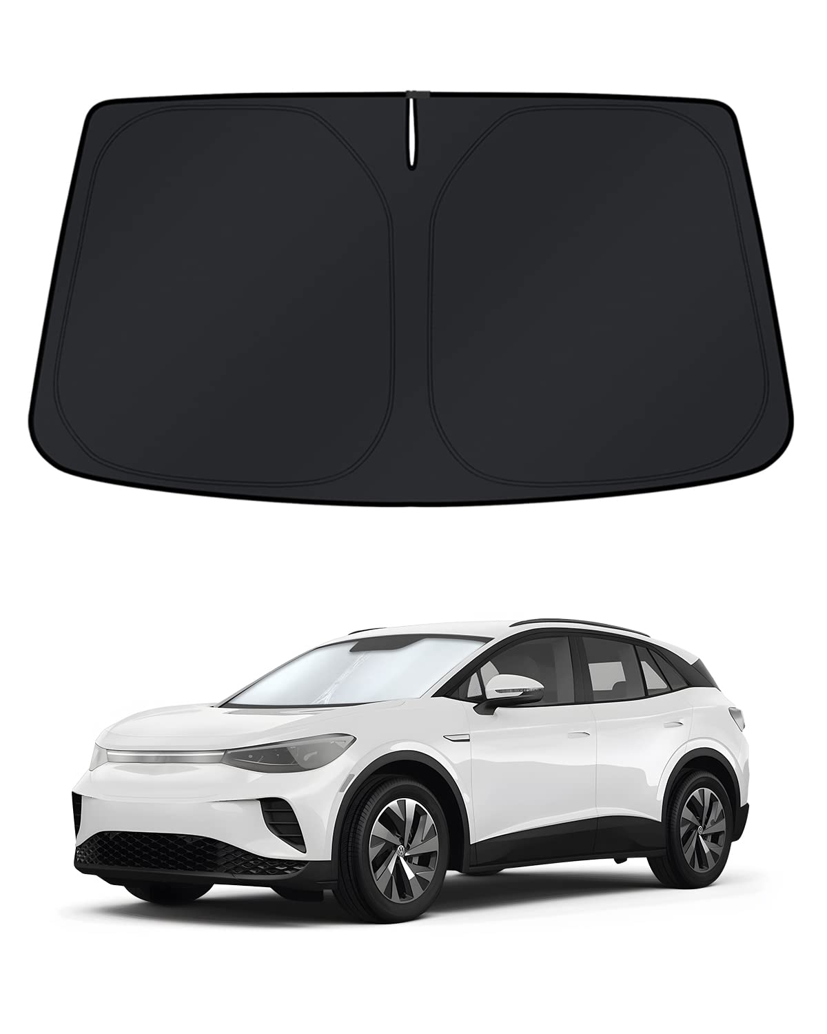 KUST Windshield Sun Shade for 2017-2026 Tesla Model Y/Model 3 Sunshade Accessories (Fit 2025-2026 Model Y Juniper / 2024 Model 3 Highland) Upgraded Foldable Sunshade, Blocks UV Rays Keep Car Cool