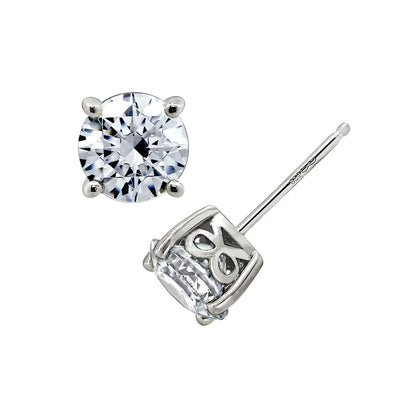 Amazon Essentials Yellow Gold Plated, Platinum or Rose Gold Plated Sterling Silver Infinite Elements Cubic Zirconia Stud Earrings | White, Blue, Green, or Pink Cubic Zirconia